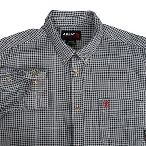 Ariat FR Work Shirt Mens XXL Flame Resistant CAT 2 NFPA2112 Plaid Check Navy